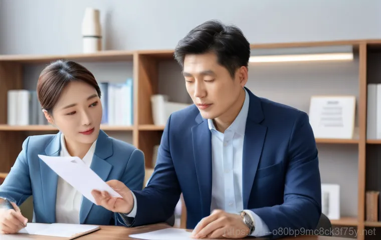 중리동 STATUS_INVALID_DISPOSITION - A middle-aged Korean individual, dressed in neat business casual attire, sits at a clean, modern des...