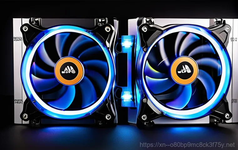 현수동 쿨러조립 및 교체수리 - **Image Prompt 1: Overheating PC Distress**
    A close-up, dynamic shot of a gaming PC's interior, ...