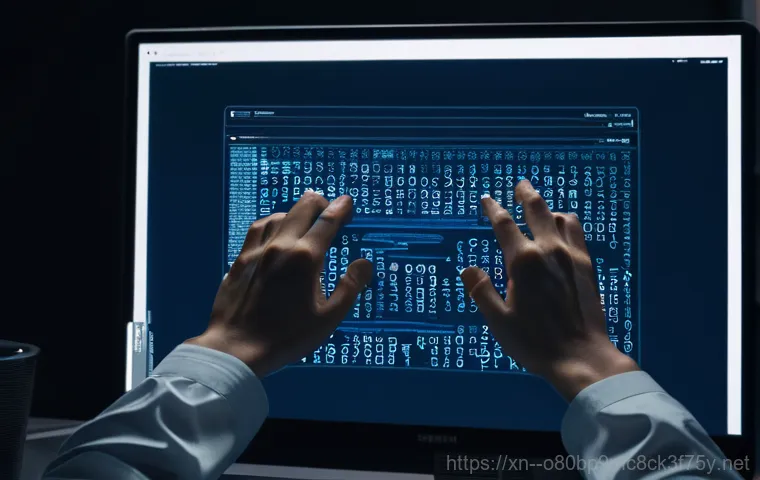 당하동 THREAD_TERMINATION_PORT - A person, visibly frustrated and wearing casual, fully covered attire, sits in front of a computer s...