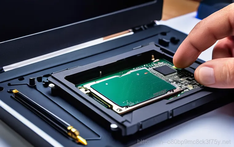 선부동 all boot options are tried - A detailed, well-lit shot of a person carefully examining the internal components of an open desktop...