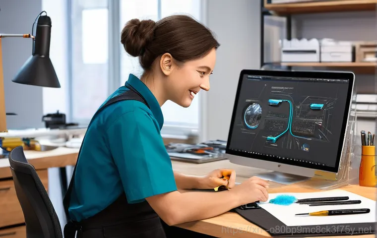 고매동 워크스테이션출장방문수리점 - **Prompt 1: On-site Workstation Repair in a Modern Office**
    "A professional female graphic desig...