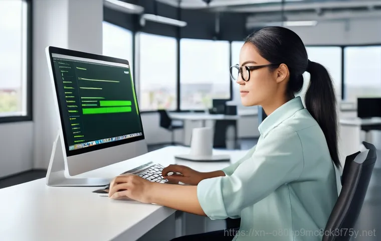 원삼면 STATUS_KERNEL_MEMORY_LEAK - An individual (adult, gender-neutral) sitting intently at a desk, focused on a computer monitor. The...