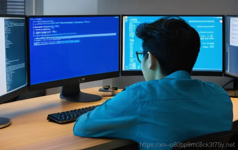 진안동 STATUS_KERNEL_THREAD_FAILURE - Image Prompt 1: The Frustration of the Blue Screen**