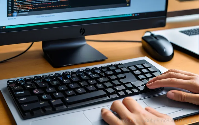 서패동 linux재설치 포맷  초기화 - A close-up, focused shot of a person's hands (gender-neutral, 30s-40s) meticulously backing up data ...