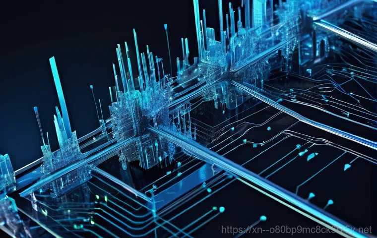 광정동 STATUS_KERNEL_MODULE_CORRUPTION - A close-up of a person's hands gently touching a translucent computer, revealing a stylized, glowing...