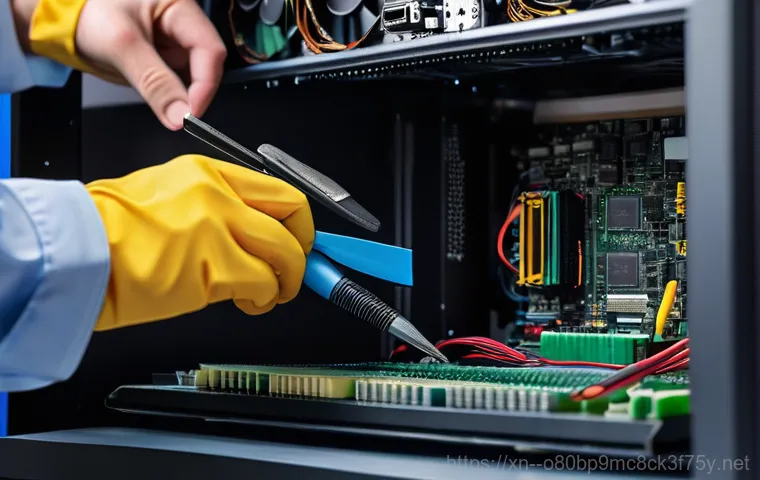 봉남동 PAGE_FAULT_IN_NONPAGED_AREA - **Prompt 2: Hardware Malfunction - RAM and SSD**
    A close-up, slightly futuristic view of an open...