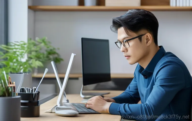평창동 STATUS_INVALID_THREAD - An abstract, high-tech visualization of a strained smart home network in a Pyeongchang-dong residenc...