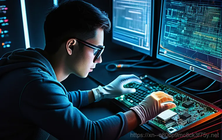 서동 INTERNAL_POWER_ERROR - A focused shot of a young adult, gender-neutral, wearing casual yet neat attire, looking intensely c...