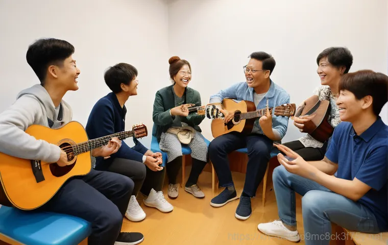 범박동 입력신호가 없습니다 - Inside a brightly lit, modern academy classroom in Beombak-dong. Several elementary or middle school...