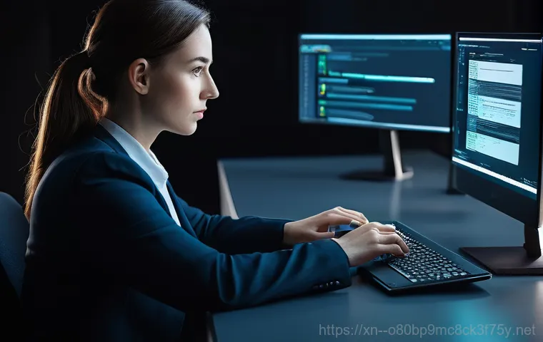 청학동 ACPI_BIOS_ERROR - **Prompt:** "A young adult (male or female) in casual, clean attire, sitting at a modern desk in a w...