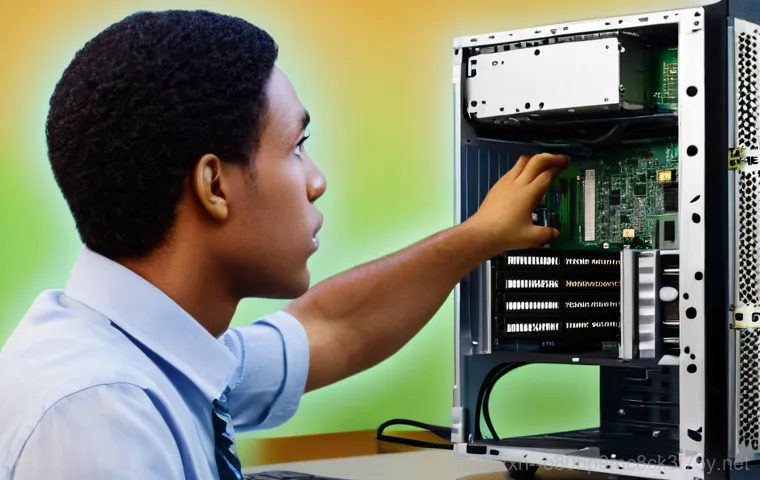대신면 출장방문윈도우 windows 설치 - A professional computer technician, wearing a neat uniform, attentively installs Windows on a brand-...