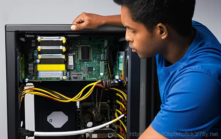 고림동 MACHINE_CHECK_EXCEPTION - **Prompt:** A close-up, highly detailed shot inside an open, sleek computer case, focusing on the CP...