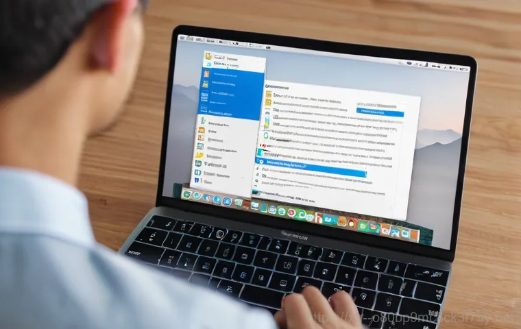 가현동 맥윈도우 부트캠프_bootcamp 재설치 포맷  초기화 - A close-up, slightly elevated shot of a MacBook Pro's screen, displaying the macOS Utilities window ...