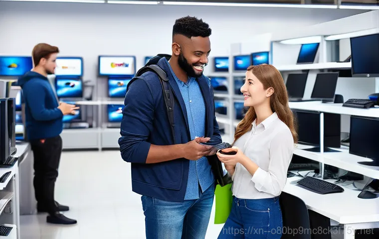 안양시 중고컴퓨터 pc 출장판매설치 - **Prompt:** A professional computer technician (male or female, diverse ethnicity, wearing a clean, ...