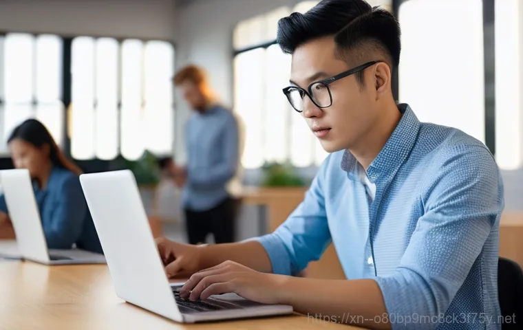 수색동 STATUS_MODULE_ACCESS_DENIED - **Image Prompt 1: User Frustration at Computer**
    A person in their late 20s to early 30s, with a...