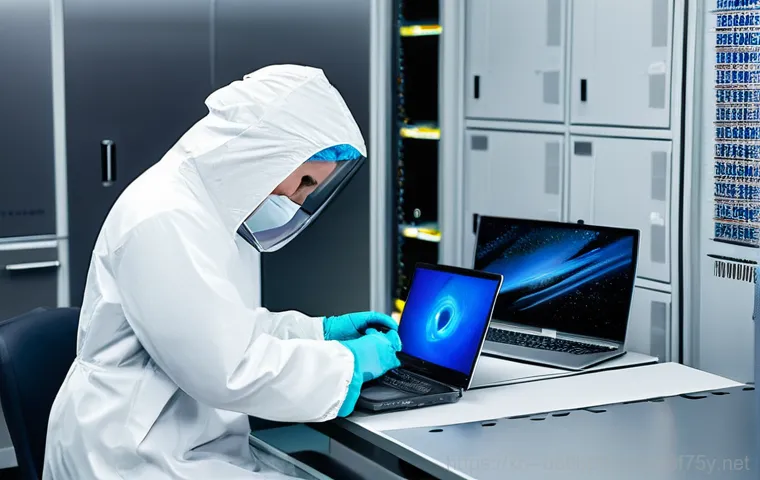 천연동 공장초기화복구 - **Hope in Data Recovery:** A person in their late 20s or early 30s, male or female, sits at a clean,...