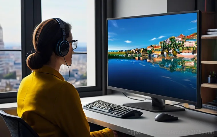 잠실동 모니터화면 안나옴 - **Prompt 1: Checking Basic Connections**
    A detailed, eye-level shot of a modern, sleek computer ...