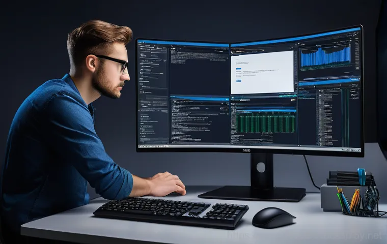 토평동 STATUS_KERNEL_SECURITY_CHECK - A person in their late 20s or early 30s, looking highly frustrated and sleep-deprived, is sitting in...