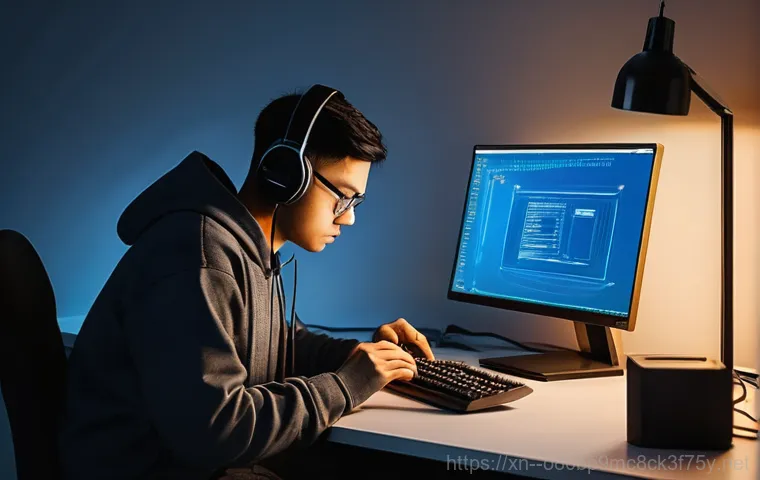 창성동 CRITICAL_PROCESS_DIED - **Prompt:** A young adult, looking frustrated and a bit panicked, sits in a dimly lit home office. T...