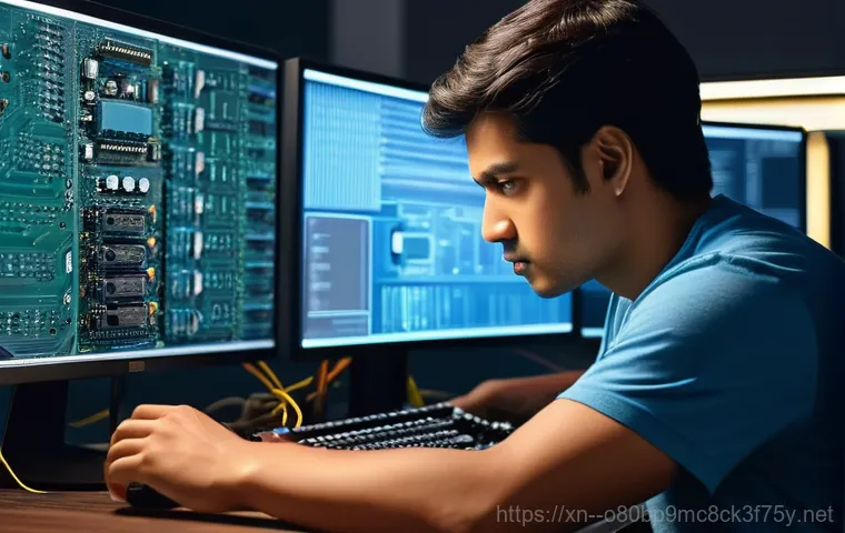 보개면 STATUS_KERNEL_HANDLE_INVALID - **Prompt:** A young adult, looking perplexed and slightly frustrated, sits in front of a computer mo...