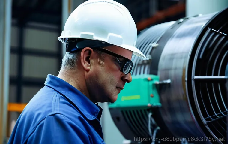 금광면 팬돌다 멈춤 - **Industrial Fan Stoppage - Immediate Aftermath:** A panoramic view of a vast, dimly lit semiconduct...