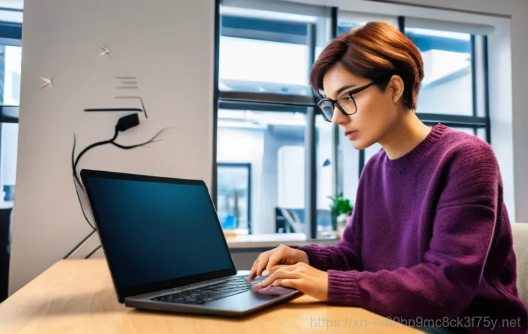 원당동 STATUS_INVALID_DEVICE_REQUEST - A professional-looking adult, wearing business casual attire, sits at a clean, modern desk, staring ...