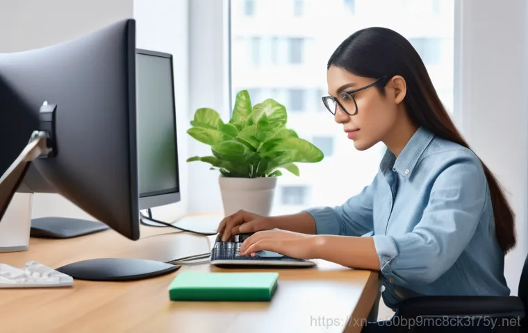수유동 STATUS_SYSTEM_LICENSE_INVALID - A young adult, with a slightly furrowed brow and a thoughtful expression, gazes intently at a laptop...