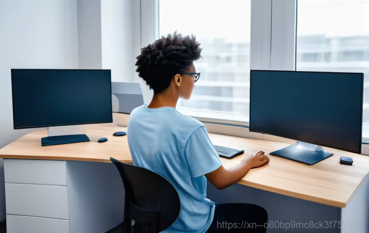 연양동 운영체제 os 재설치 포맷  초기화 - **Prompt:** A young professional, looking visibly frustrated and stressed, sits in front of a deskto...