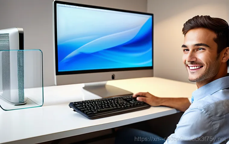 포동 윈도우10 windows10 재설치 포맷  초기화 - A close-up shot focusing on hands, possibly a woman's, gently tapping or hovering over a sleek, mode...
