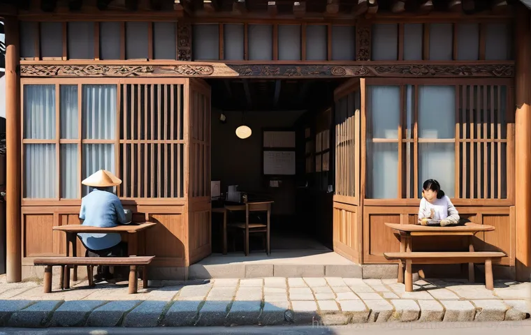 상봉암동 STATUS_STACK_OVERFLOW - Prompt 1: Digital Glitch in a Quaint Village Café**