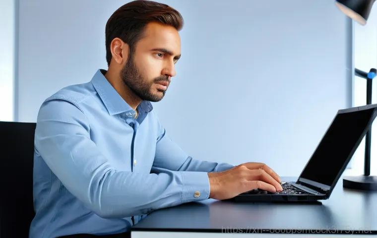 동두천동 STATUS_IO_ERROR - **Prompt:** A young adult, casually dressed in a t-shirt and jeans, sitting at a clean, modern desk ...