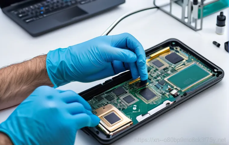 삼정동 공장초기화복구 - A professional data recovery specialist, a man or woman in a clean lab coat, stands in a modern, wel...
