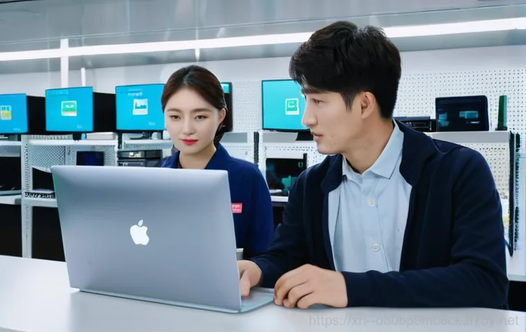 강동구 프리도스 윈도우설치 - A young woman in her late 20s, wearing casual attire, sits at a wooden desk in a modern, slightly cl...