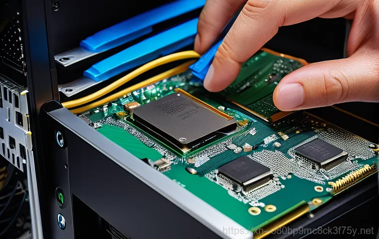 태장동 신호없음 - A close-up shot of hands carefully inspecting the back of a desktop computer and monitor. One hand i...