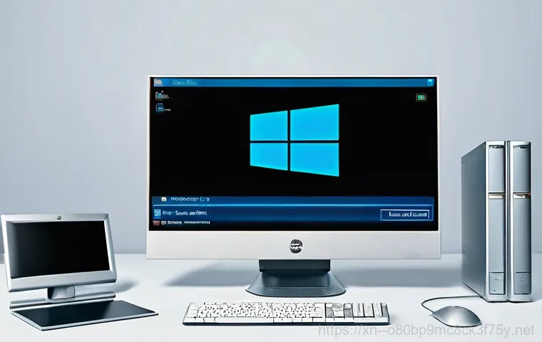 영화동 윈도우7 windows7 재설치 포맷  초기화 - **Prompt 1: The Struggling Windows 7 PC**
    "A dusty, outdated desktop computer with a visible 'Wi...