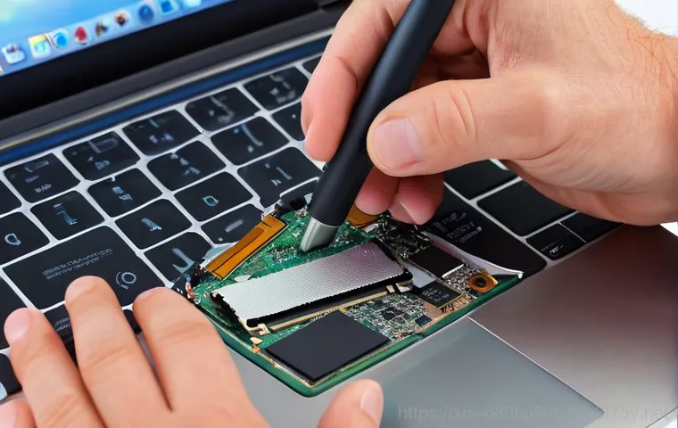 별내동 맥북에어 판매 및 수리 - **Image Prompt 1: Professional MacBook Air Battery Replacement**
    A clean, well-lit repair shop e...