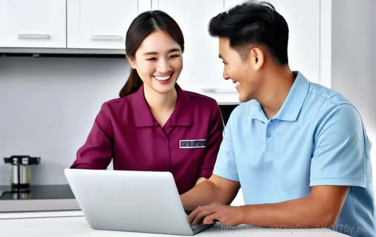 백학면 노트북 laptop 출장방문수리점 - A male technician in his early 40s, wearing a clean, professional uniform with a company logo, is me...