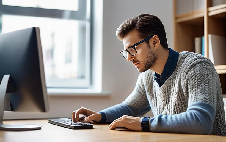 동선동 STATUS_EXECUTION_TIMEOUT - **Prompt:** A young adult, wearing a comfortable t-shirt and jeans, sits at a desk in a home office,...