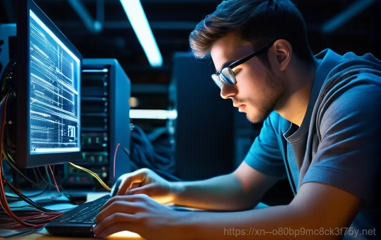 동빙고동 DPC_WATCHDOG_VIOLATION - A close-up shot of a person, appearing startled and frustrated, staring at a computer monitor that p...
