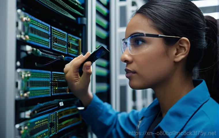 동패동 서버출장방문수리점 - **Prompt:** A dynamic, well-lit modern office server room. A male IT professional in a clean, brande...
