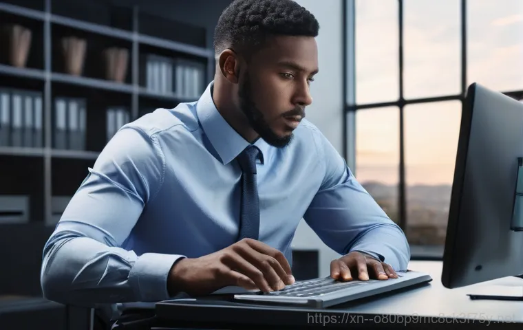 선화동 STATUS_DISK_WRITE_FAILURE - **Image Prompt: Bluescreen Panic at the Desk**
    A young adult, dressed in casual yet modest every...