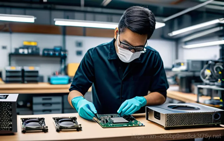 경서동 맥미니 판매 및 수리 - A focused young adult, casually dressed, is unboxing a sleek, silver Mac mini on a minimalist wooden...