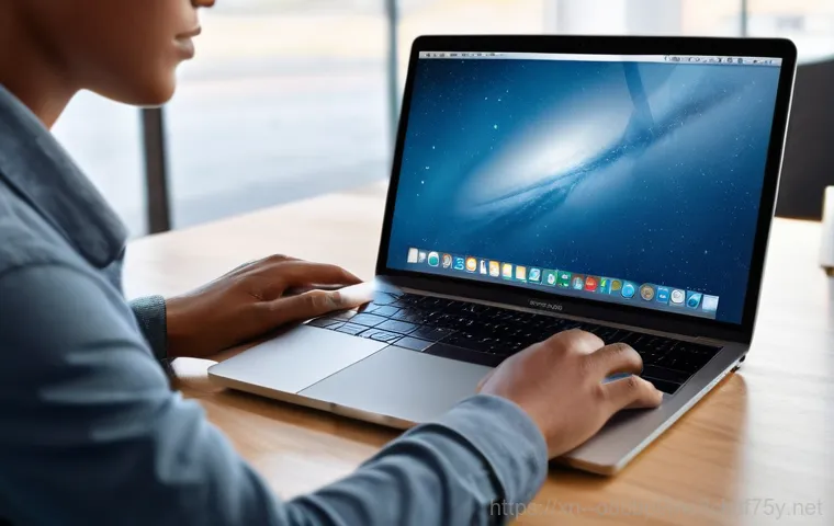 선부동 macosX재설치 포맷  초기화 - **Prompt 1: Frustrated User with a Slow MacBook**
    A slightly older, distressed-looking individua...
