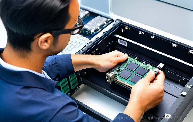 견지동 all boot options are tried - Close-up shot of a pair of hands, with a clean fingernail, carefully navigating a bright blue BIOS/U...