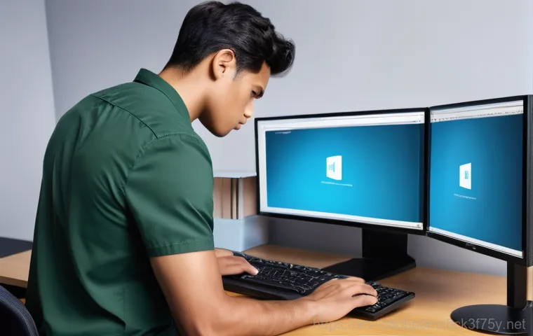 남학동 IRQL_NOT_LESS_OR_EQUAL - A young adult, with a look of intense frustration and stress, sits in front of a modern computer set...