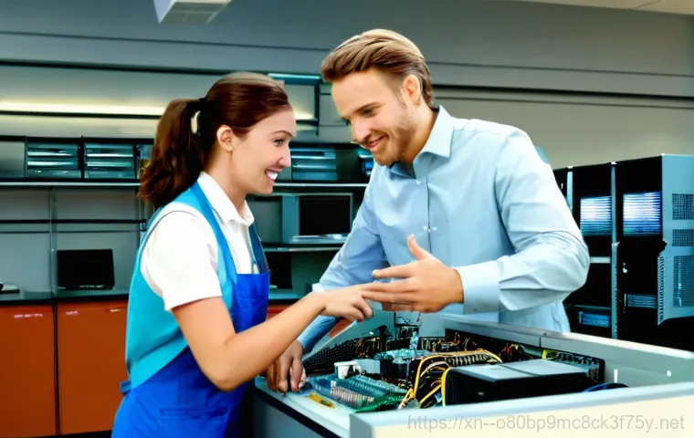 안암동 메인보드조립 및 교체수리 - A highly skilled computer technician, wearing an anti-static wrist strap and blue nitrile gloves, is...