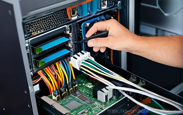 증포동 본체 꺼졌다 켜졌다 할때 - An interior view of a desktop computer case, with significant dust accumulation visible on the CPU c...