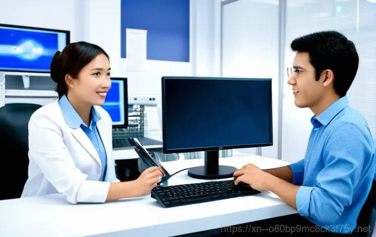 고덕동 메인보드조립 및 교체수리 - **Prompt 1:** A skilled computer technician, wearing a clean, dark blue uniform shirt, carefully rep...