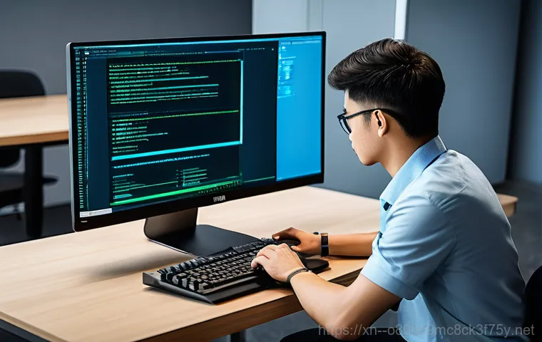 서빙고동 THREAD_STUCK_IN_DEVICE_DRIVER - **Prompt:** A person with a focused expression is carefully re-installing a modern graphics card int...