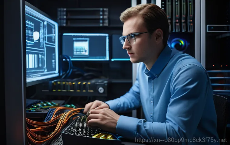 안녕동 VIDEO_DRIVER_INIT_FAILURE - A focused individual, dressed in a neat polo shirt, is intently working on an open desktop computer ...